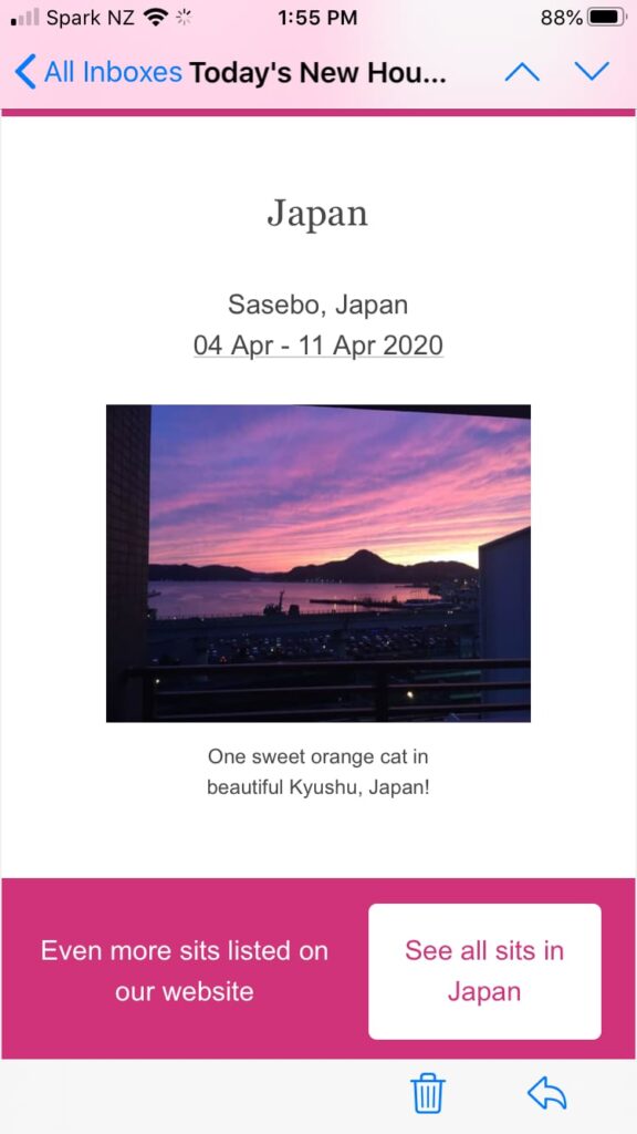 Screenshot of housesit in Japan