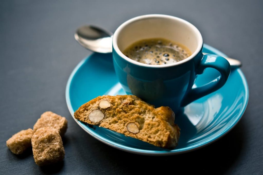 Breakfast in Italy. A coffee and a biscuit