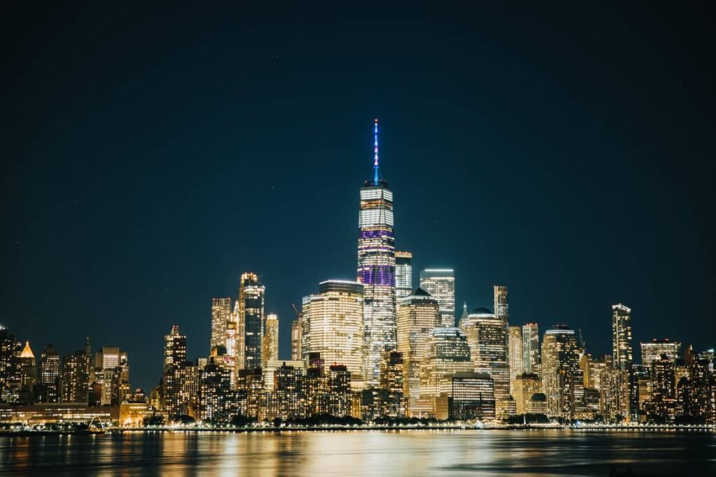 Empire State Building in NYC at Christmas time