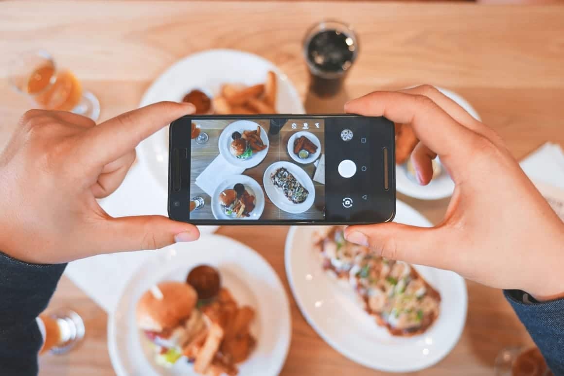 Taking a photo of food with a phone