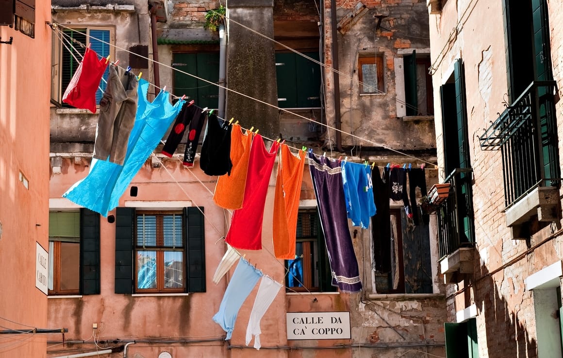 washing drying on the line in Italy