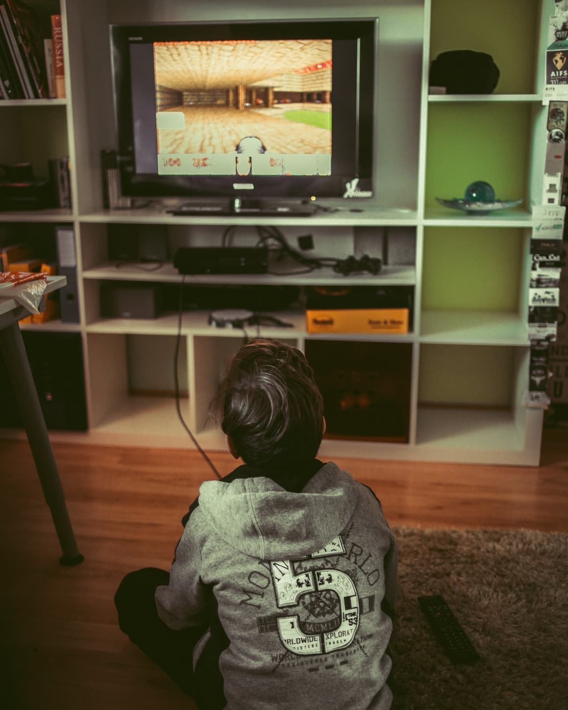 A kid playing video games