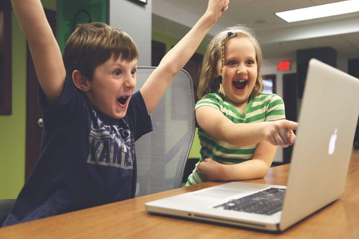 Kids playing video games