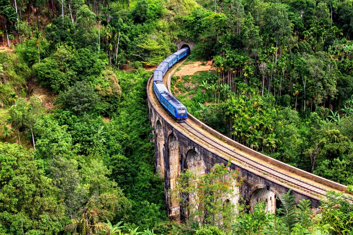 Train driving through Ella in Sri Lanka. One of the most beautiful places in the world