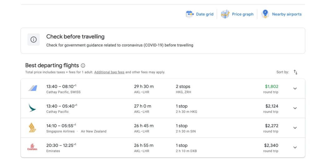 Flight information from Auckland to Heathrow. Moving to New Zealand