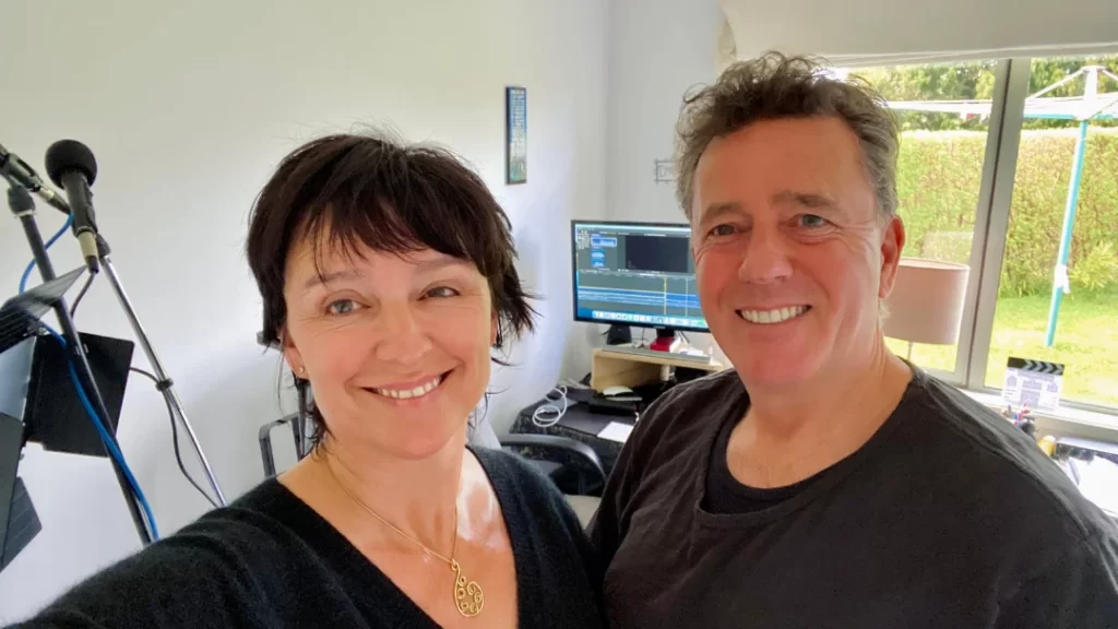 Husband and wife talking in new Zealand on a Behind The Scenes Podcast