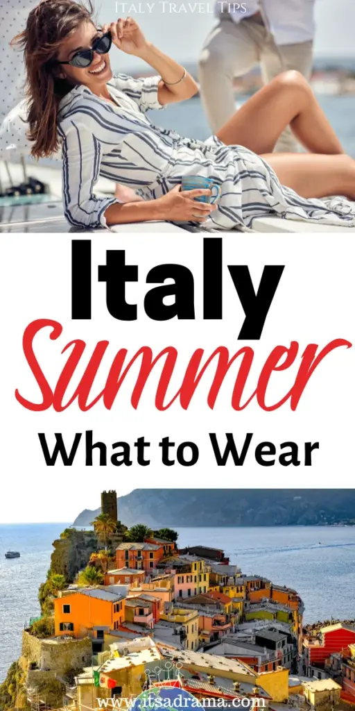 A woman laying down in Italy in the summer. The text, what to wear in Itay in summer overlayed on the image
