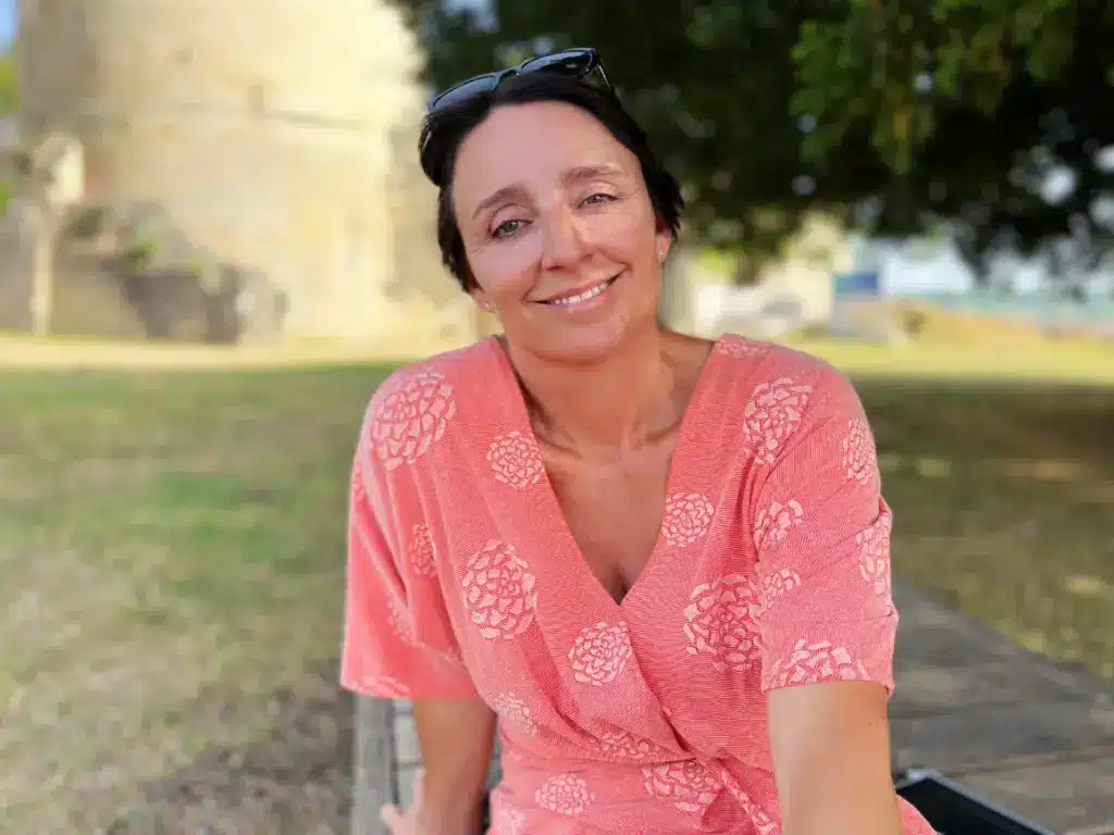 Woman in pink dress