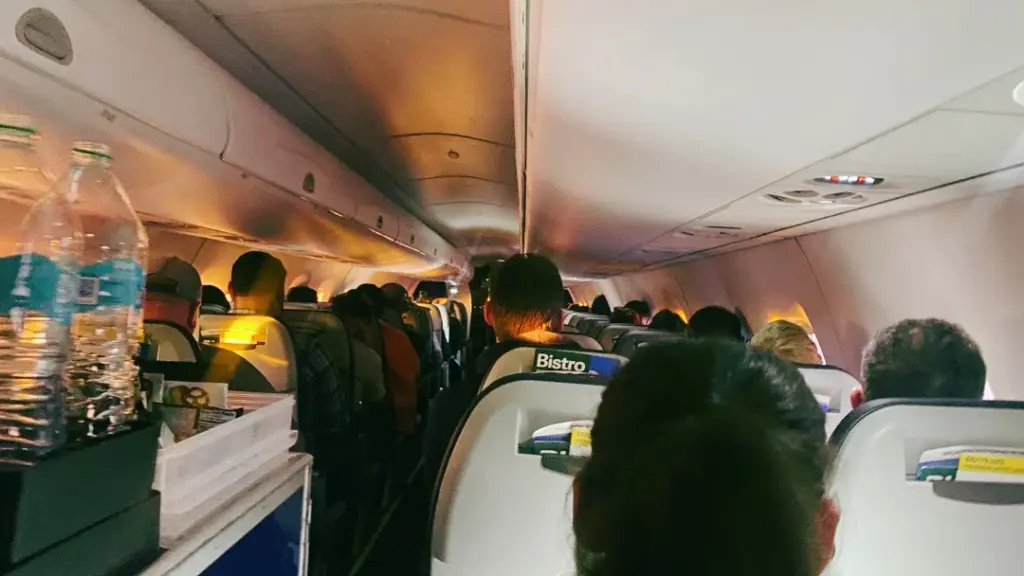 A plane at night