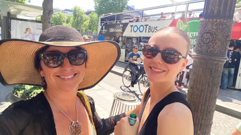 A mother and daughter in Paris spending the day