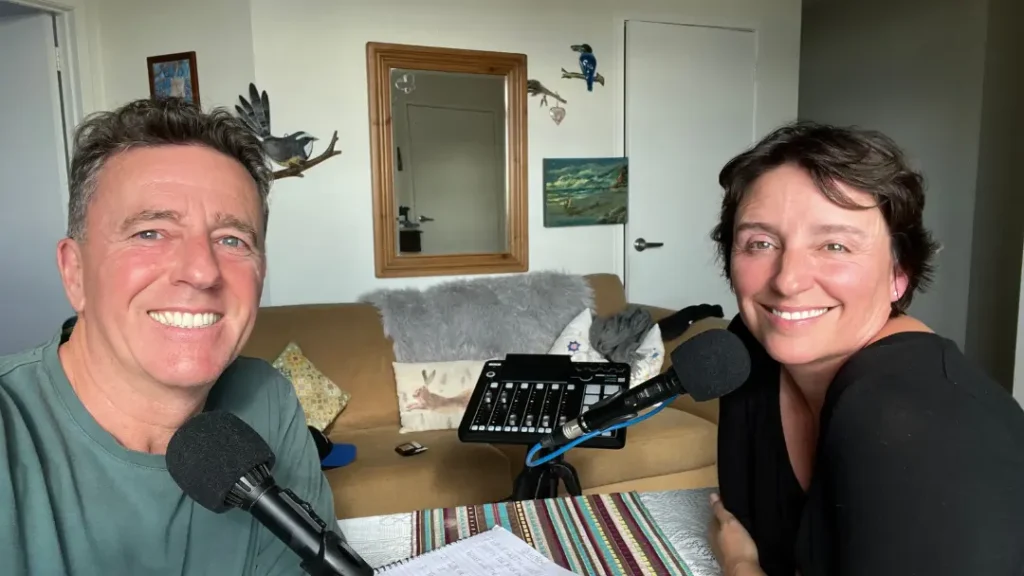 A husband and wife talking on their comedy podcast about midlife, world travel and writing a book!