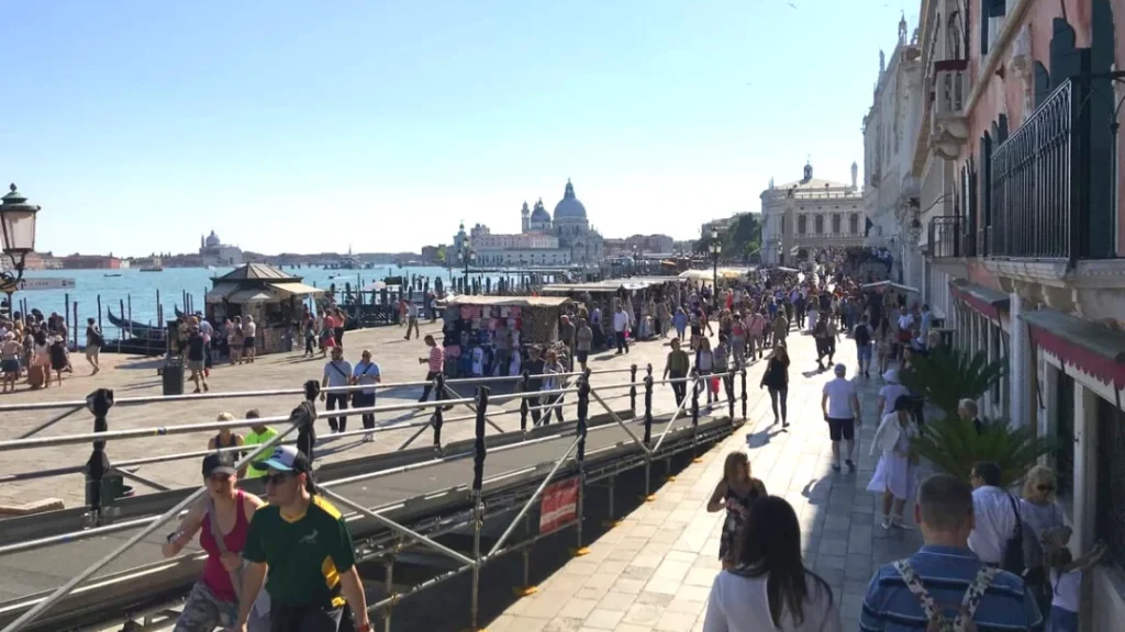 People walking on the right in Venice