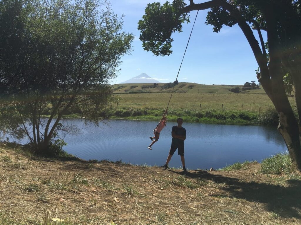 Two kids playing in New Zealand