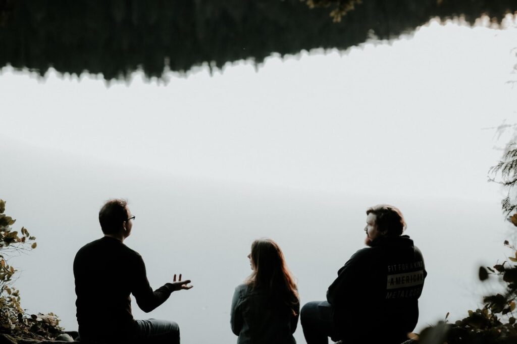 A group of people talking in New Zealand