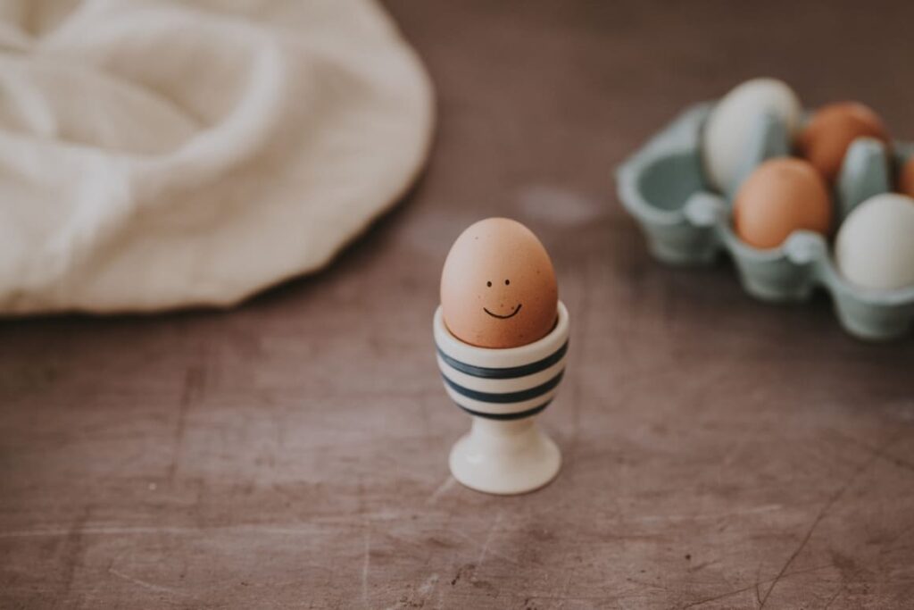 An egg with a drawn smily face