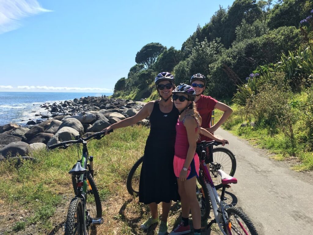 Kids mountain biking in New Zealand