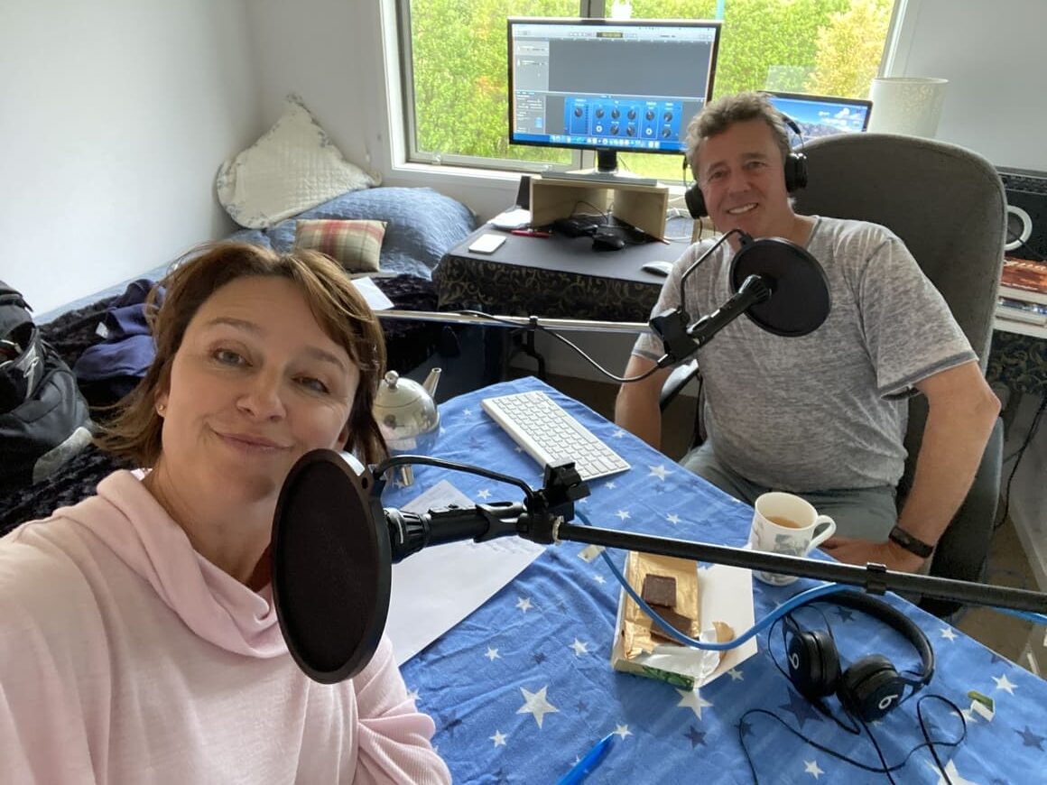 Husband and wife making a podcast in new Zealand