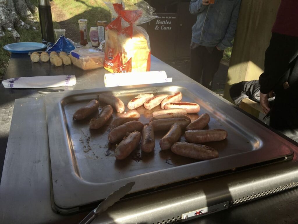 Sausages on a BBQ. Popular New Zealand food