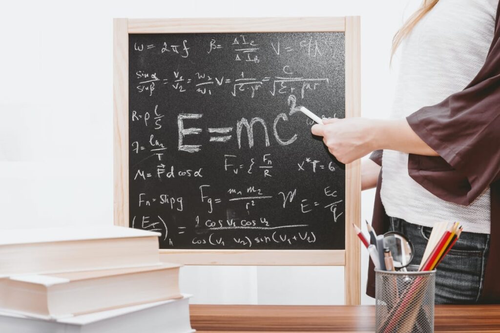 Blackboard with maths equations. Best youtube channels for kids and maths