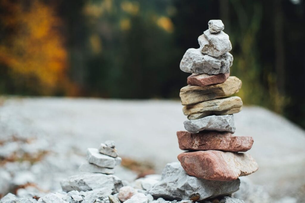 Two piles of stones piled on top of each other