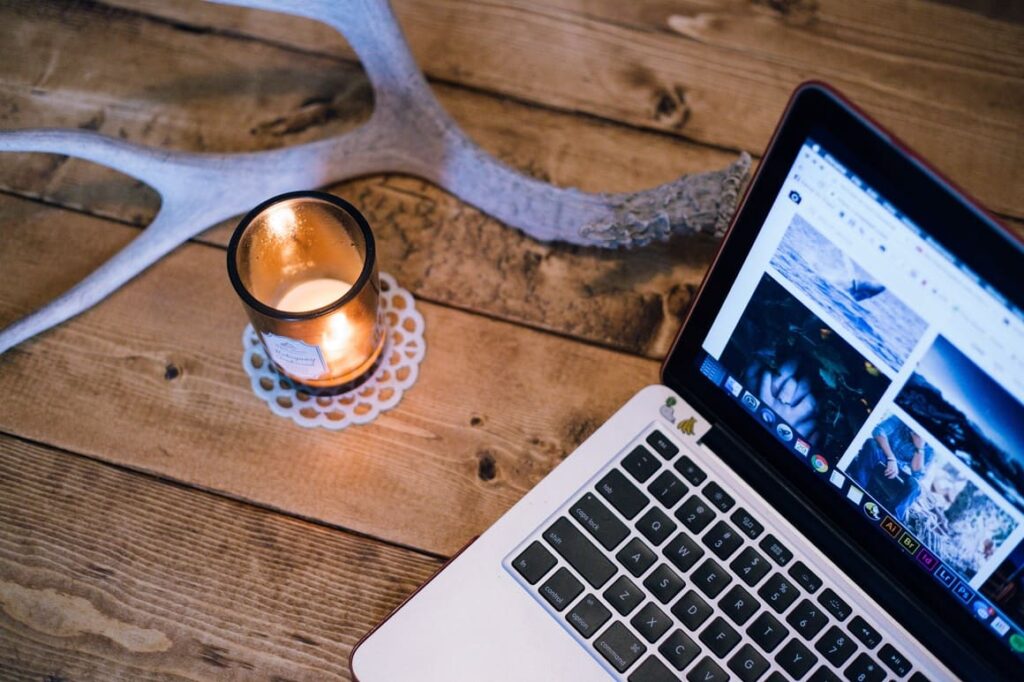 Candle and a computer