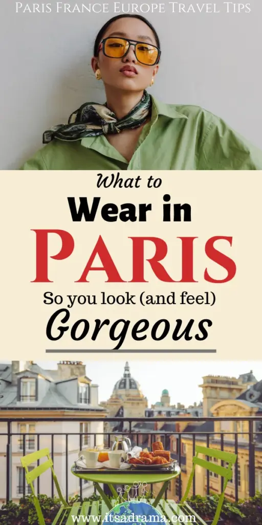 A woman in a green top i Paris. Paris outfit ideas