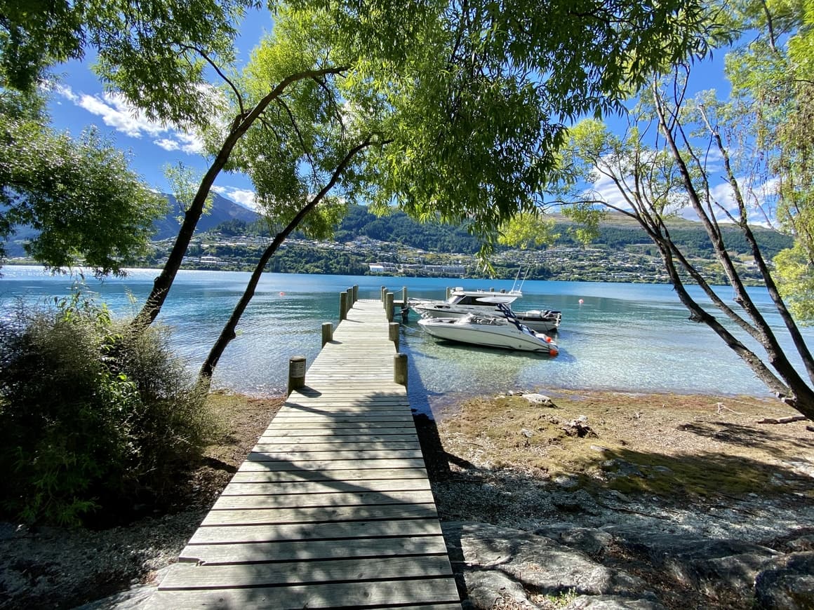 Boardwalk over water in New Zealand