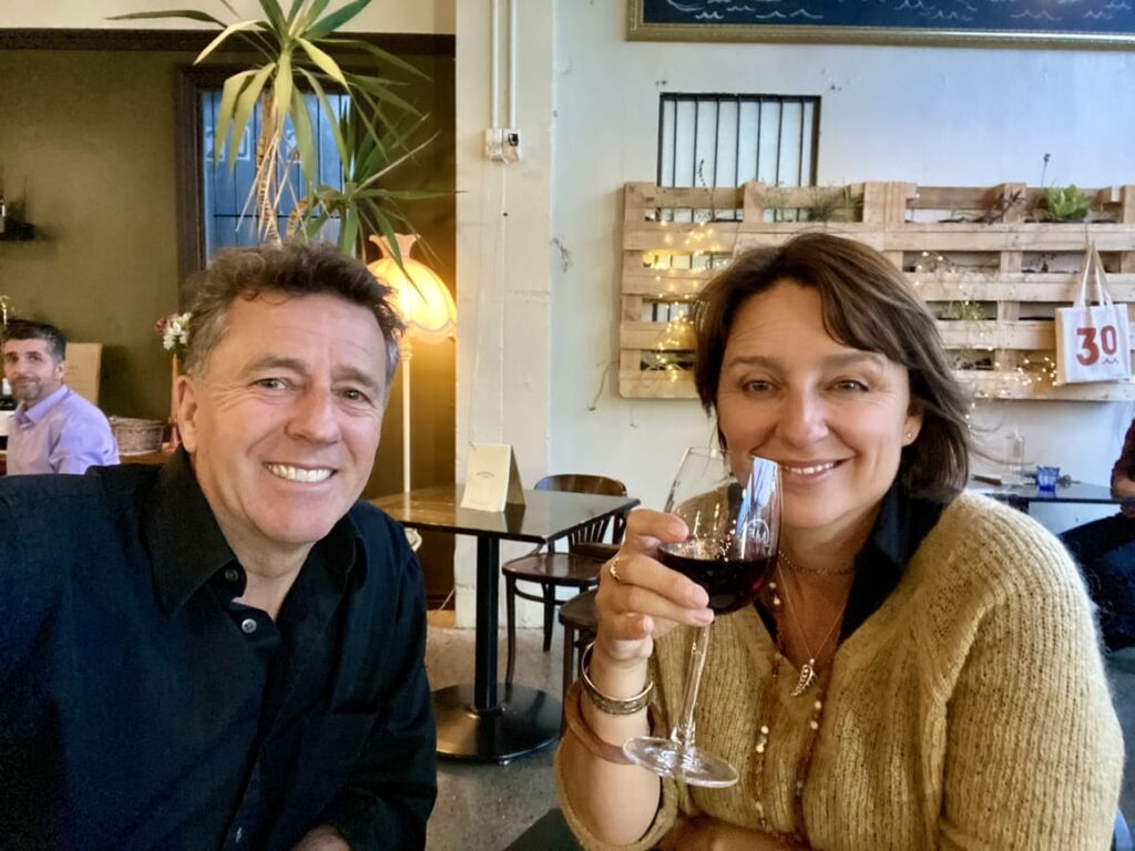 Husband and wife eating out in Wellington, New zealand